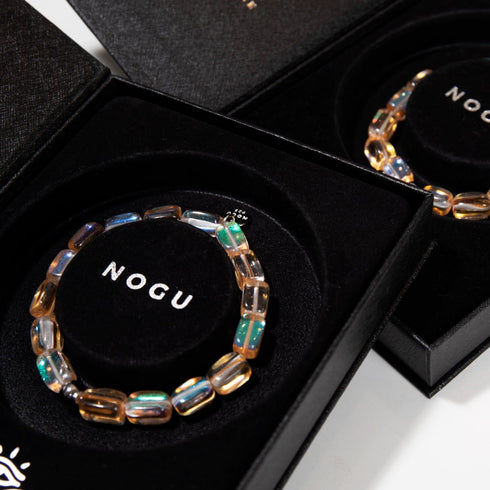 Champagne Supernova | Argent sterling .925 | Bracelet galets de verre galaxie